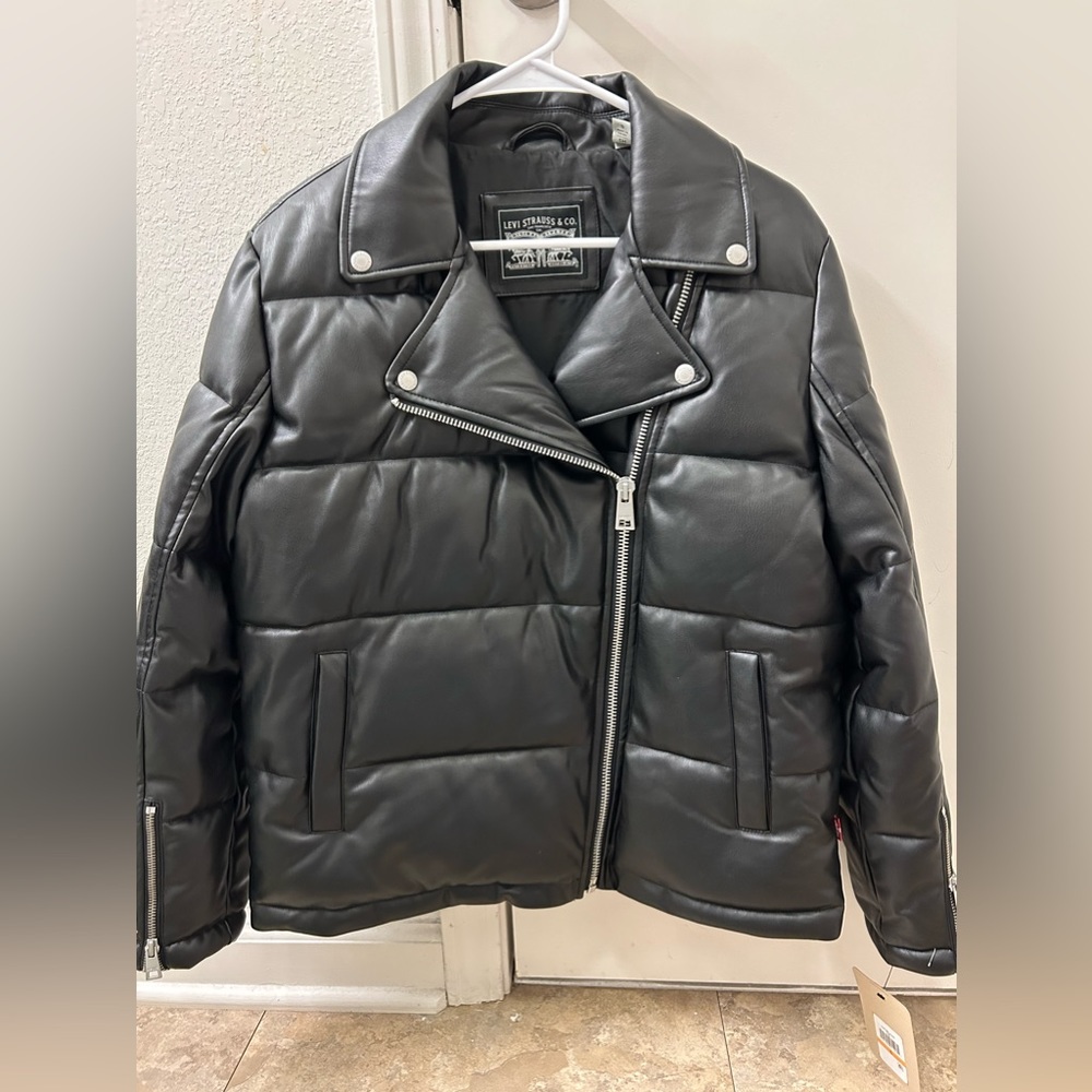 NWT Levi’s Breanna Faux Leather Puffer Jacket - Picture 3 of 11